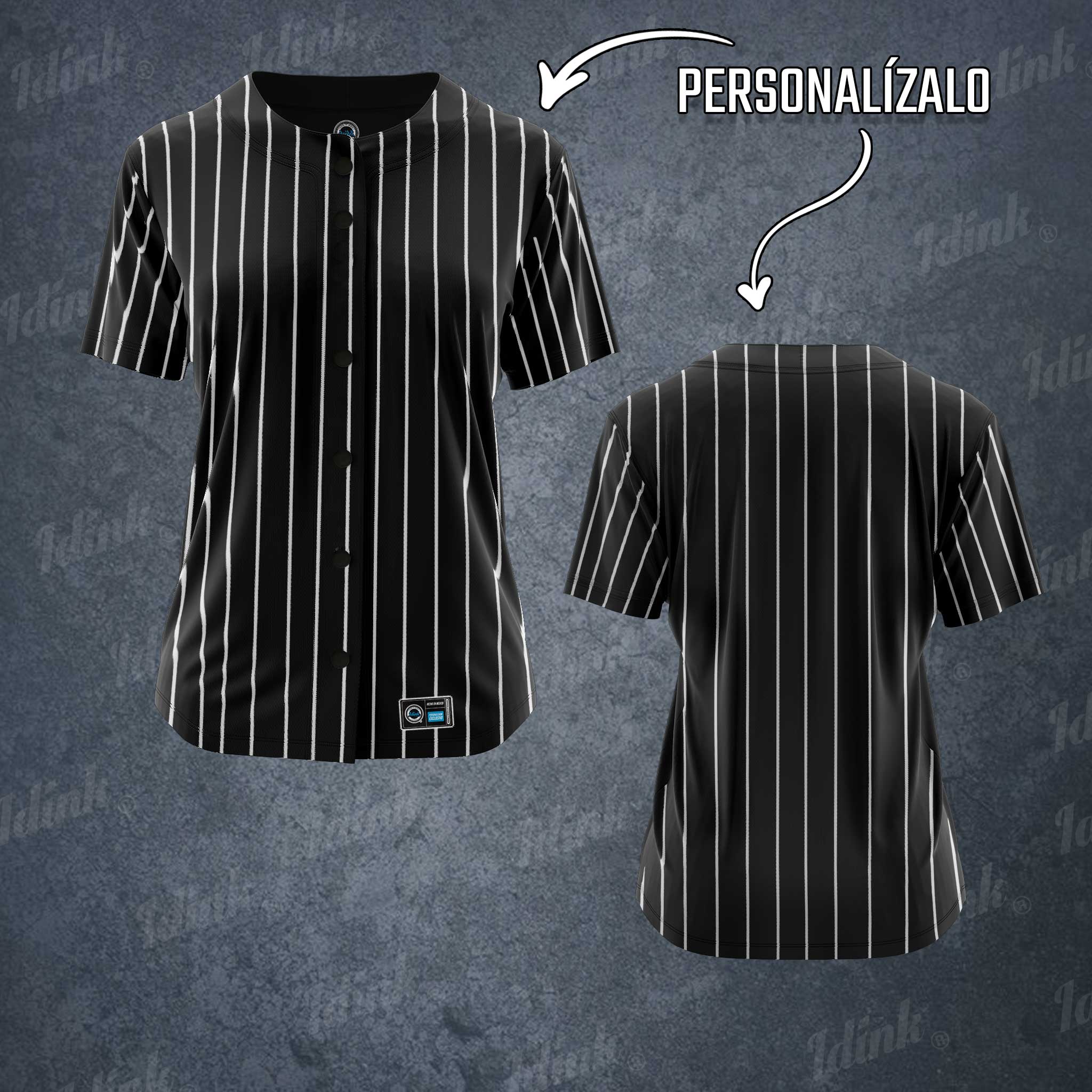 Jersey Béisbol Rayas Personalizado Negro – Idink Clothing