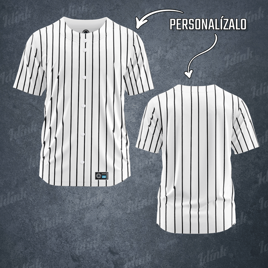 JERSEY BEISBOL RAYADO BLANCO HOMBRE