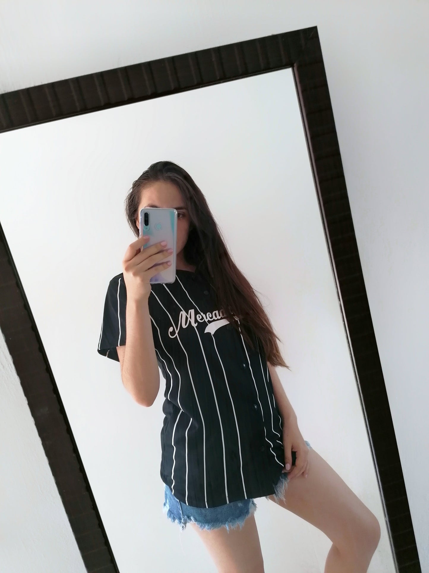 JERSEY CAMISOLA BEISBOL RAYADO NEGRO DAMA