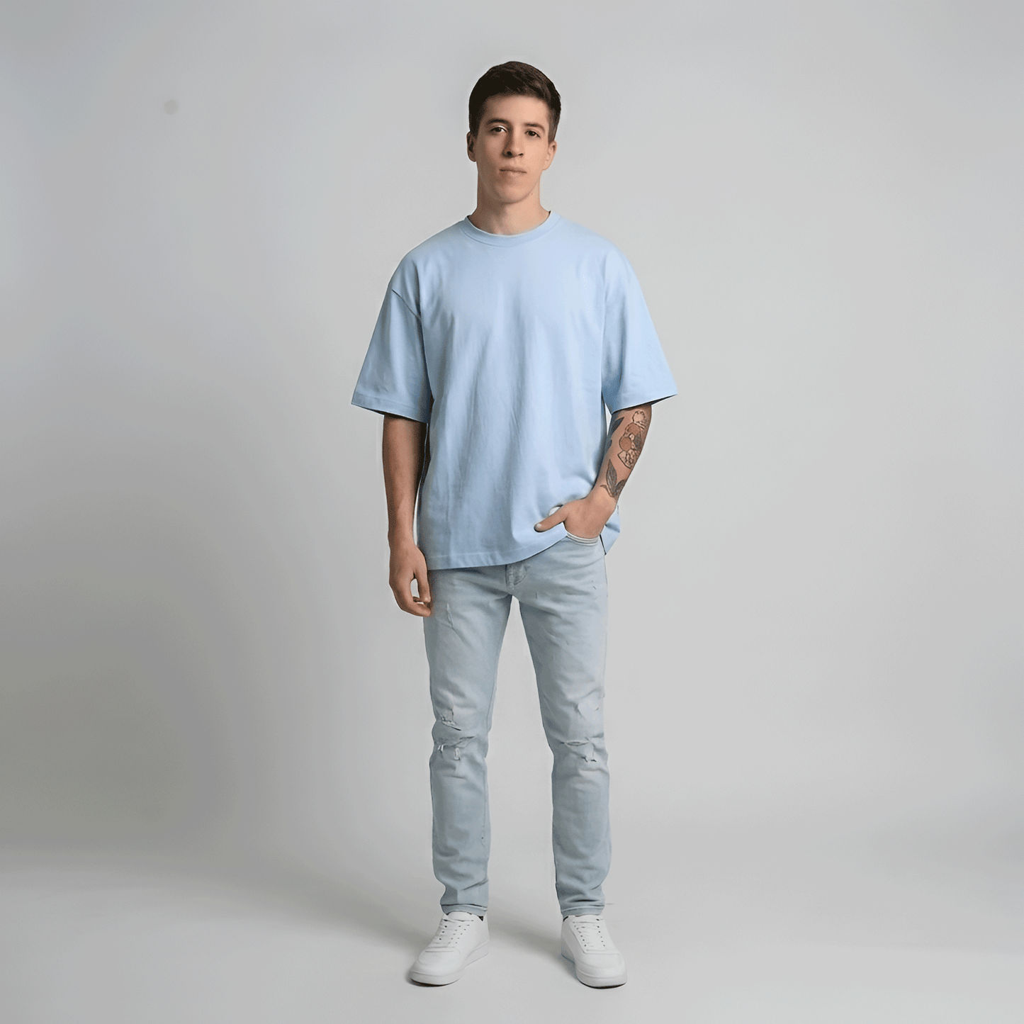 playera oversize hombre azul