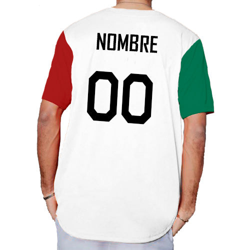 jersey beisbol camisola mexico blanco verde rojo personalizado