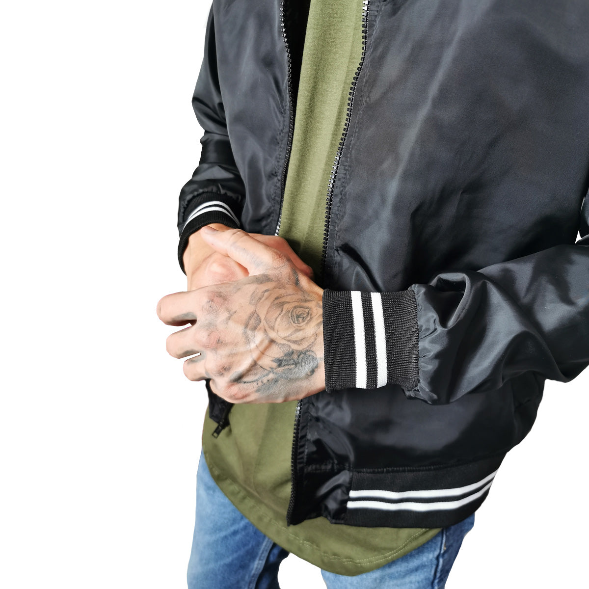 chamarra negra bomber jacket gdl