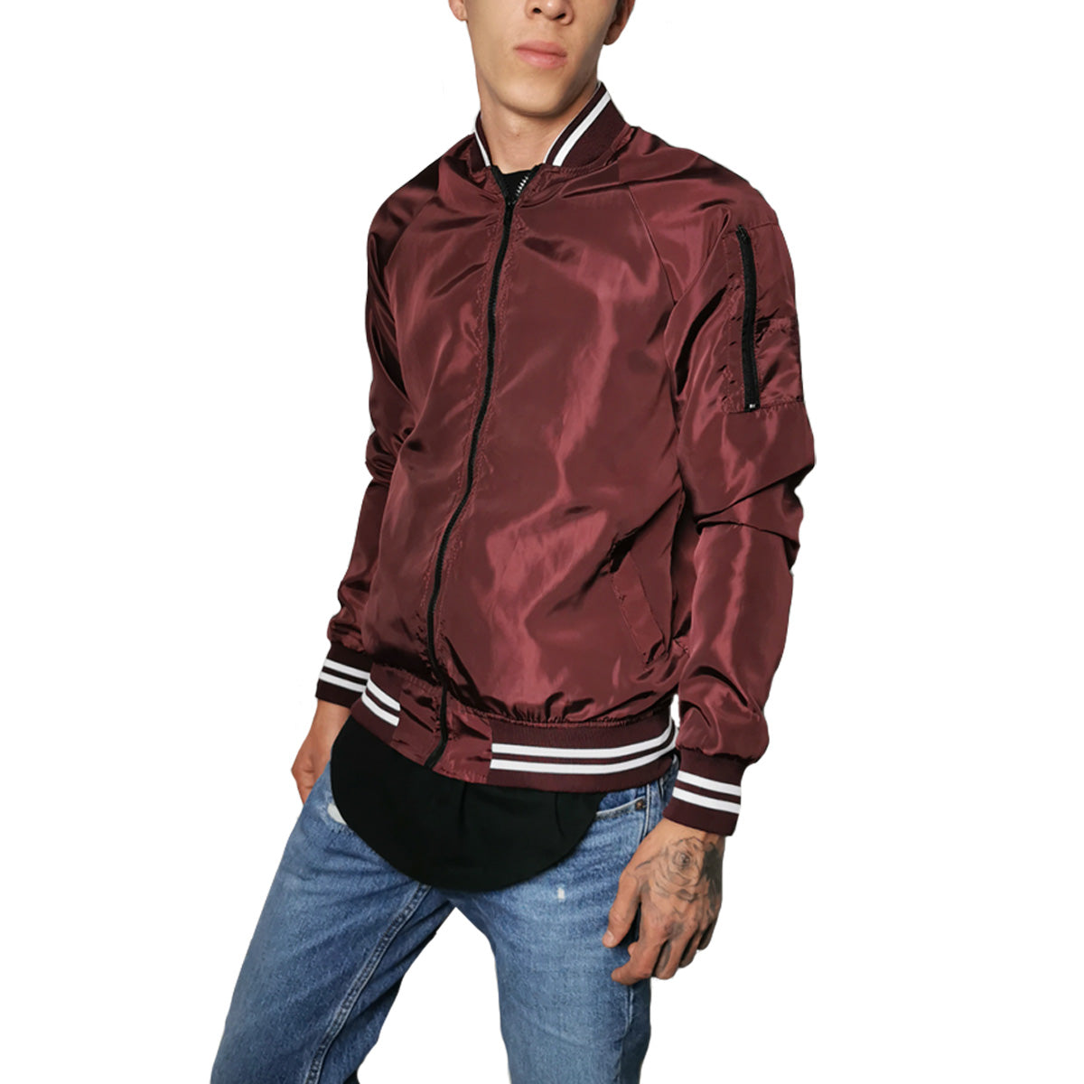 chamarra tinta hombre con cierre bomber jacket