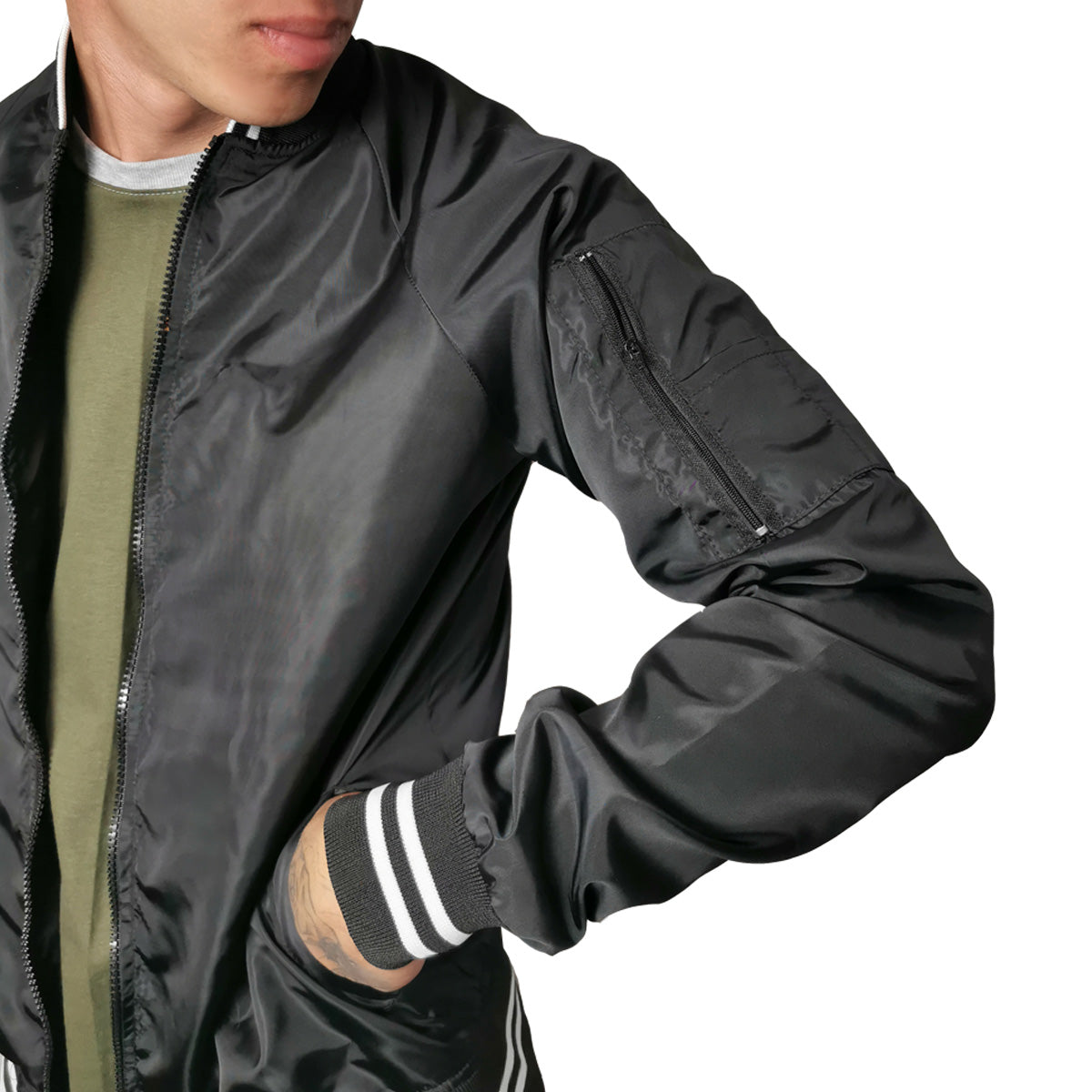 chamarra negra caballero bomber cierres mexico