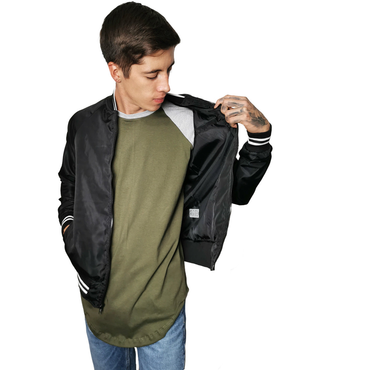 chamarra negra caballero bomber jacket mexico