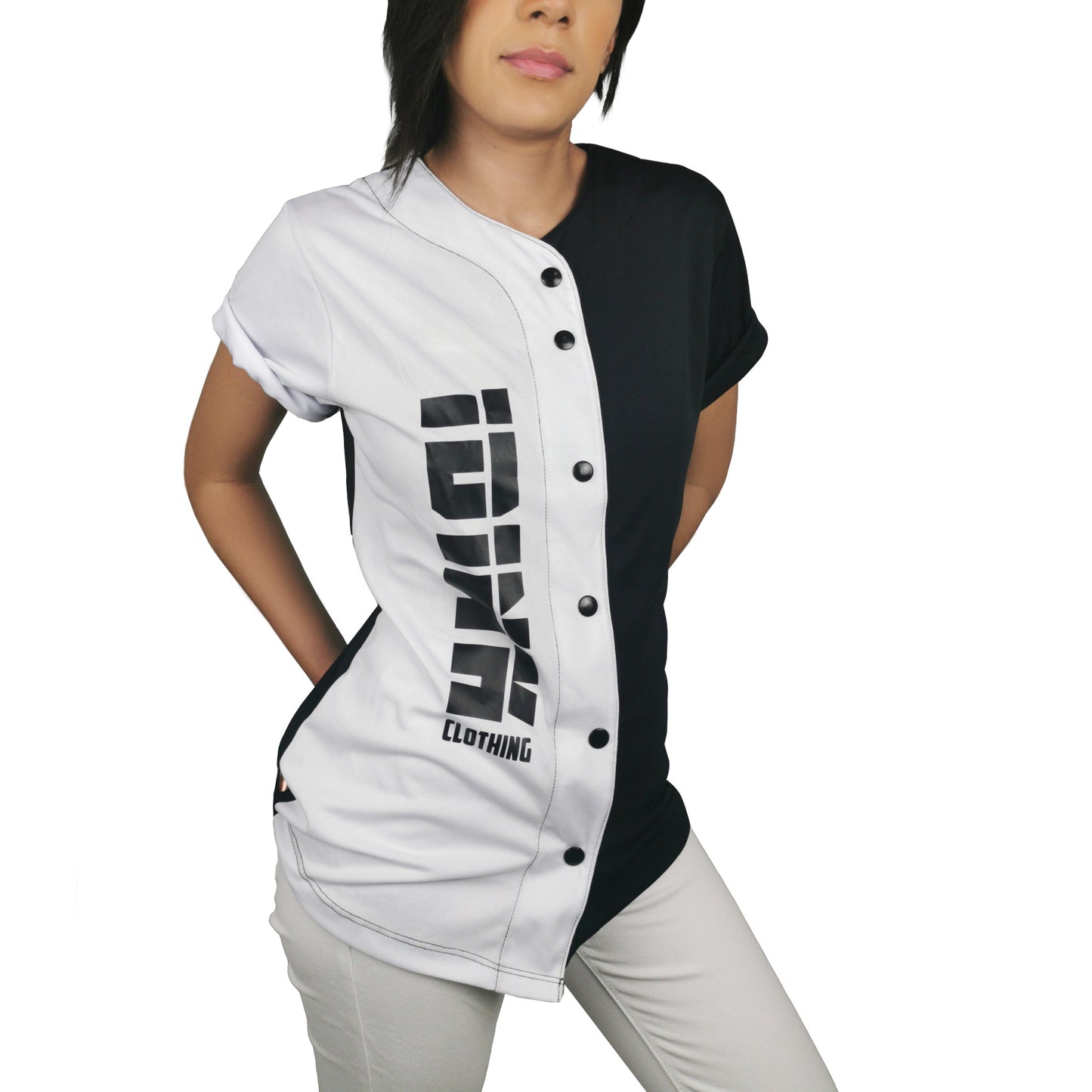 jersey beisbol dama blanco negro personalizable