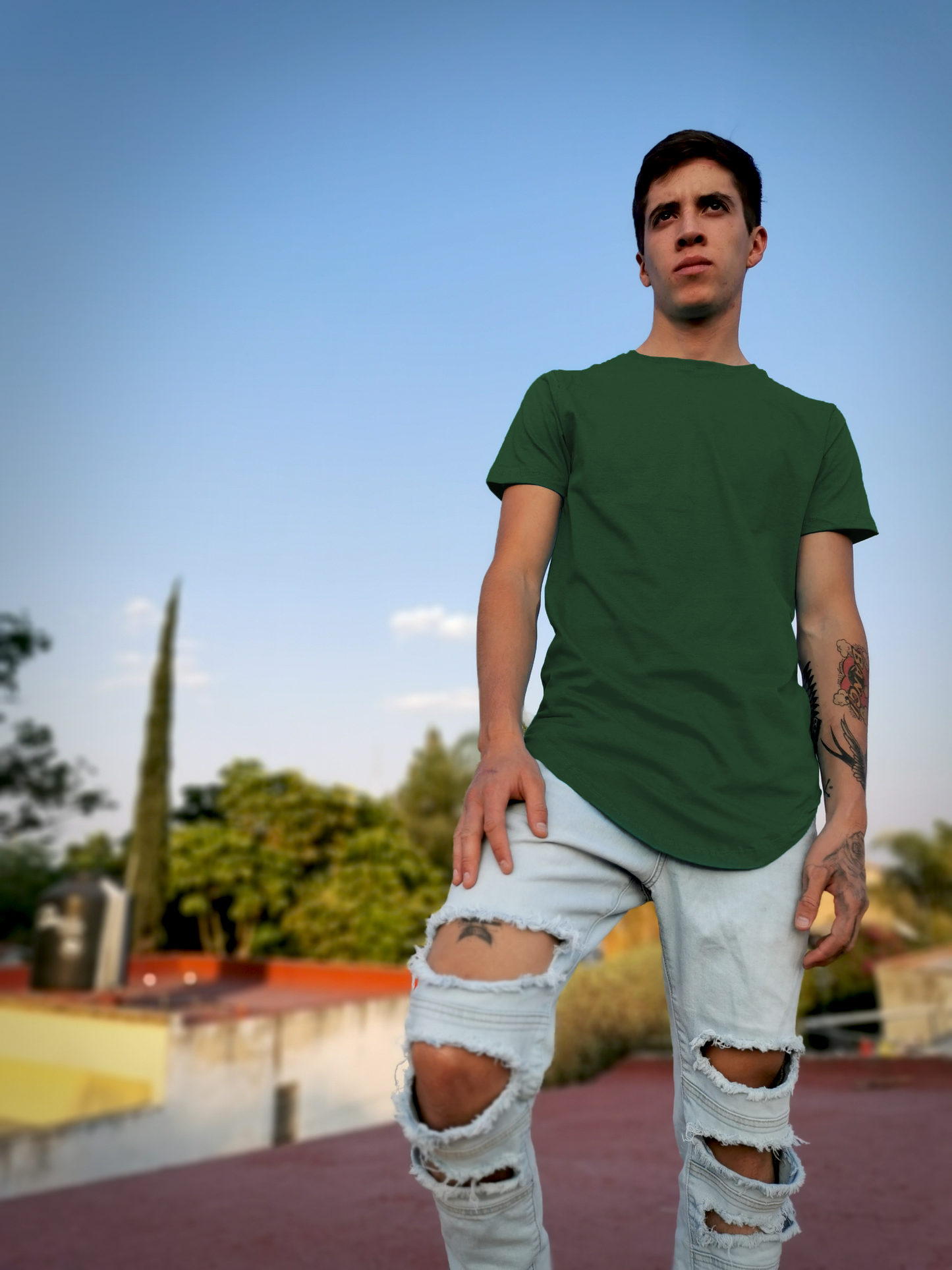 playera basica verde botella