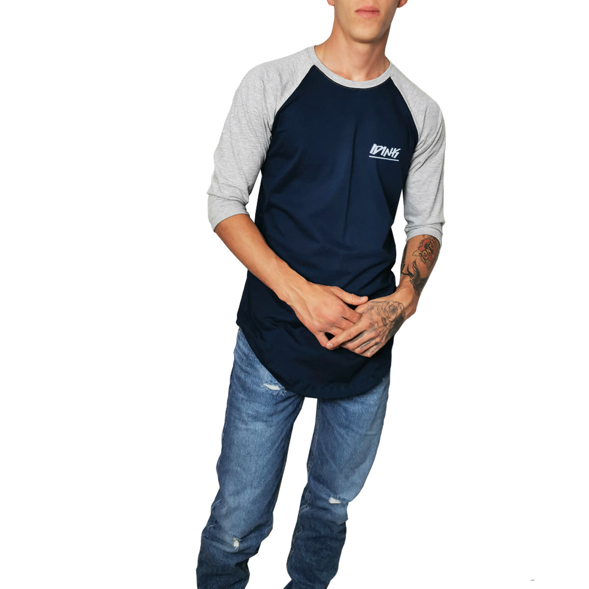 Playera Raglan Long Fit Marino Gris Idink