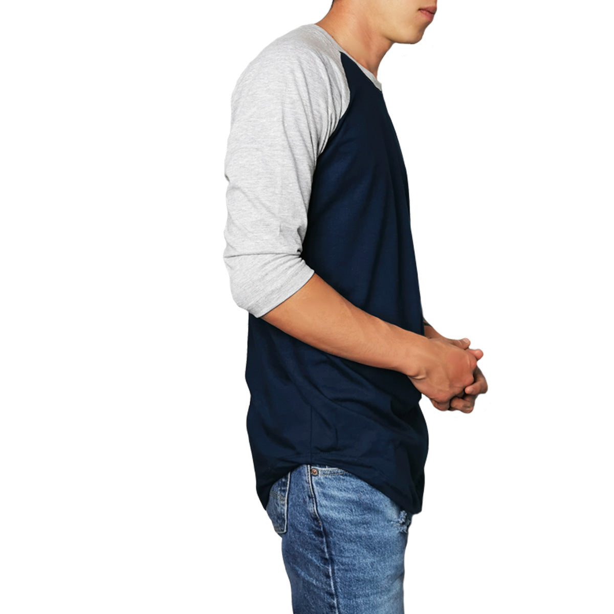 Playera Raglan Long Fit Marino Gris Idink