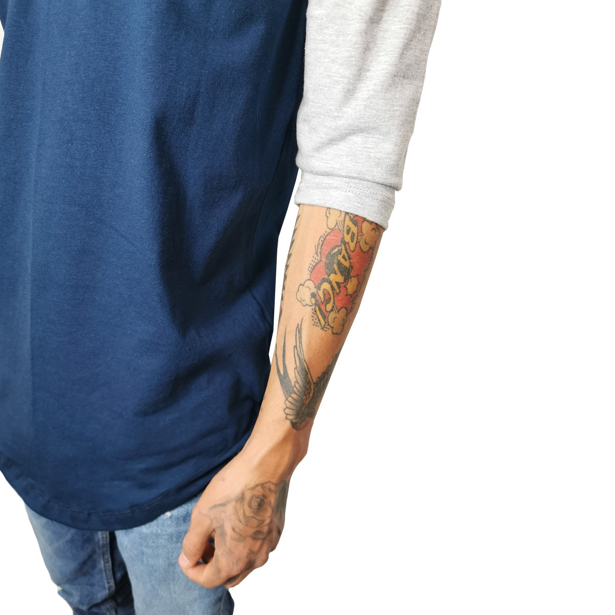 Playera Raglan Long Fit Marino Gris Idink