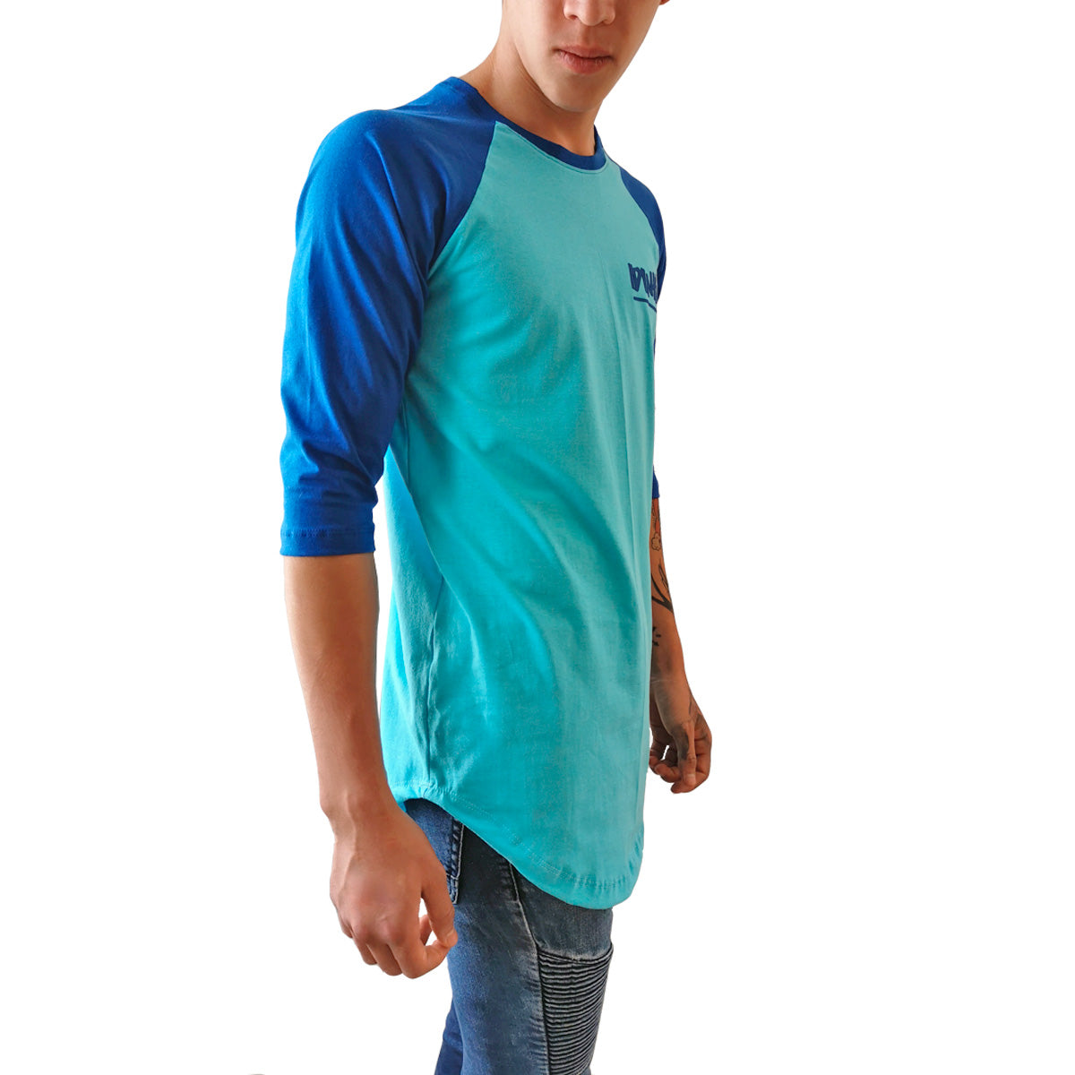 Playera Raglan Long Fit Swag Curva IDINK Azul