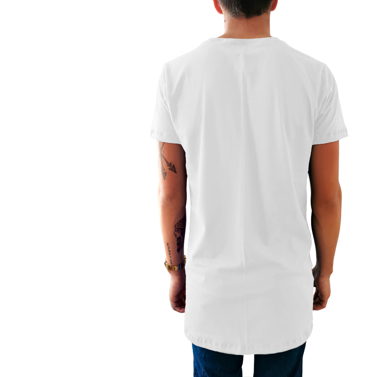 Playera Long Fit Swag Recta Color Blanco y Negro