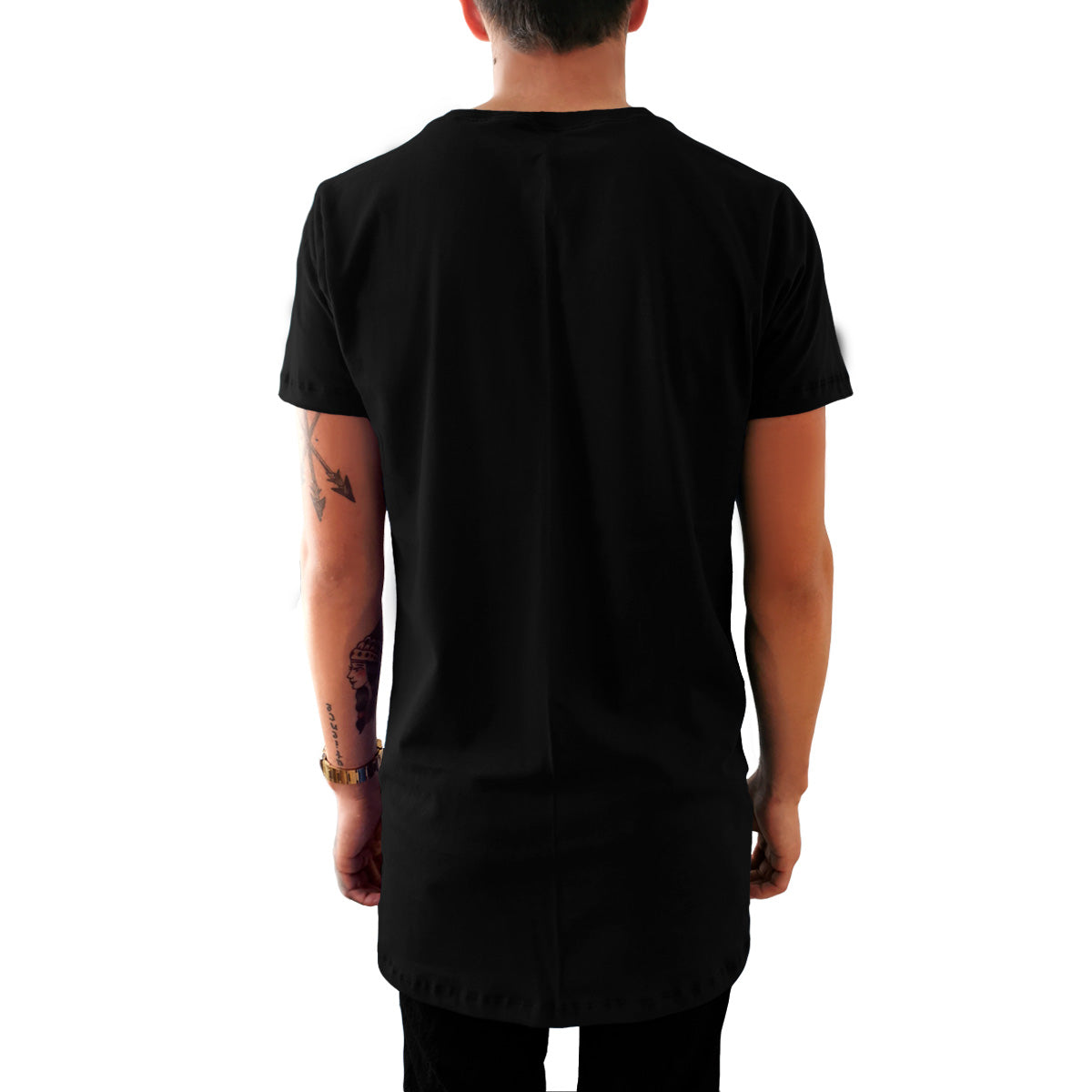 Playera Long Fit Swag Recta Color Blanco y Negro