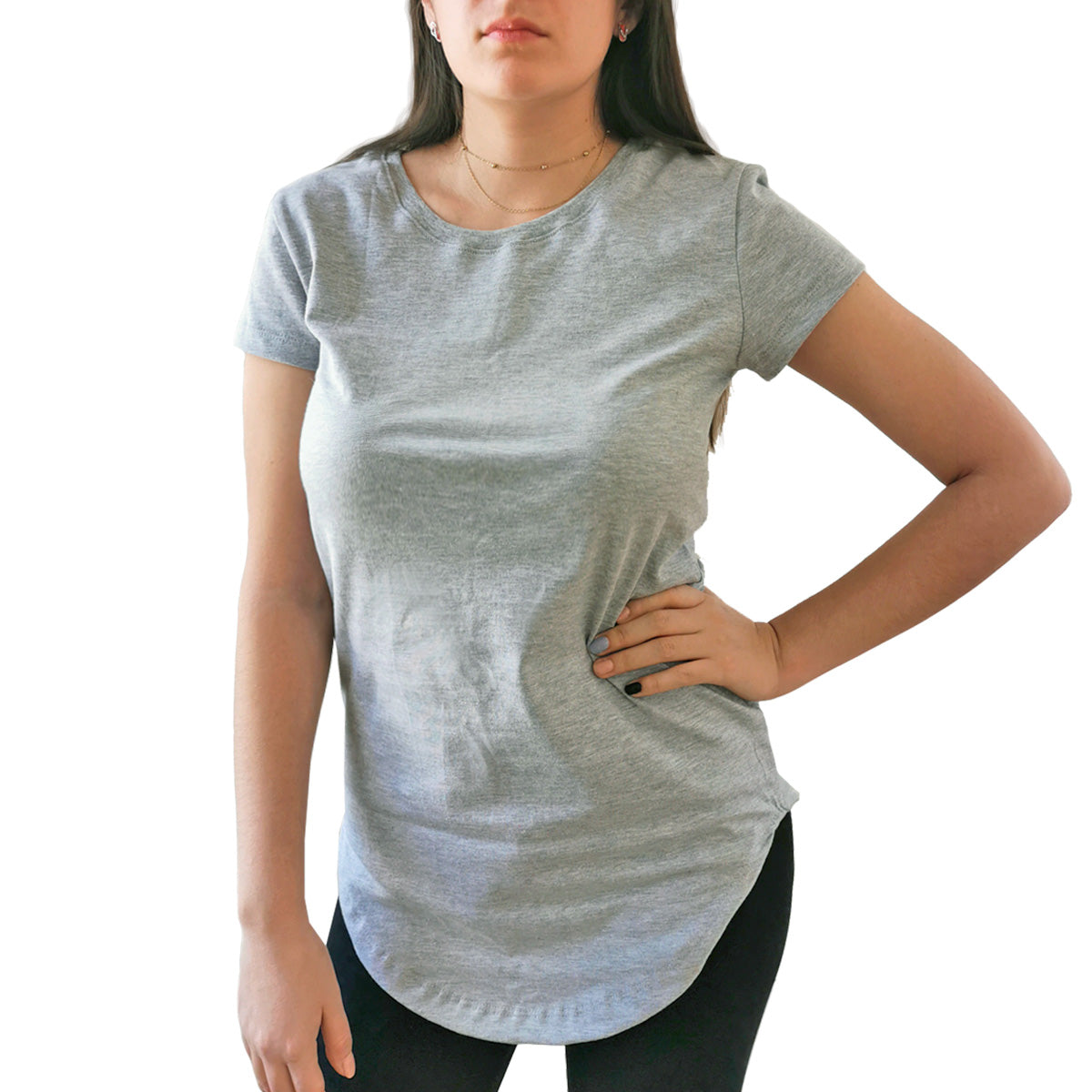 Blusa Long Fit Swag Dama Gris Jaspe