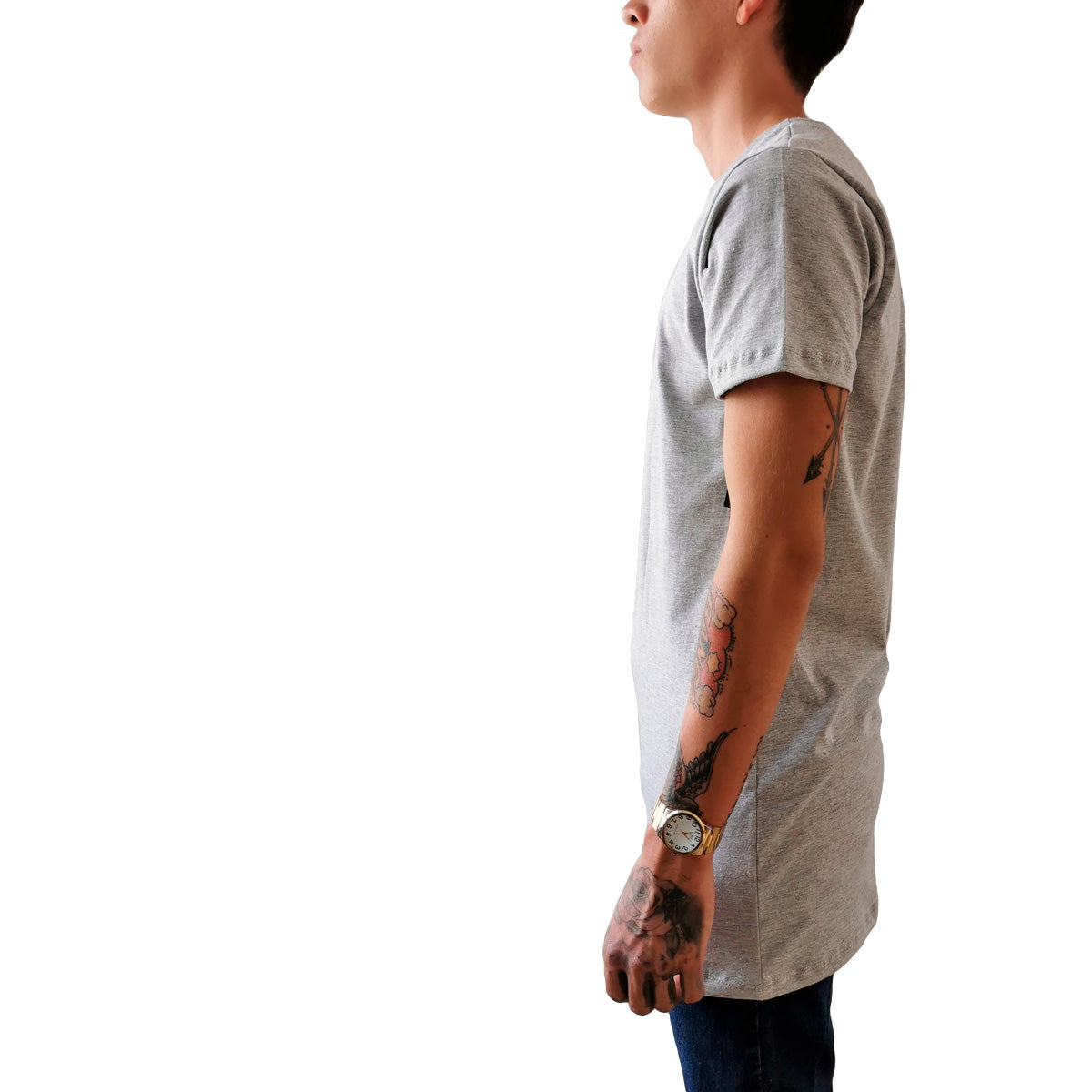 Playera Long Fit Swag Recta Gris