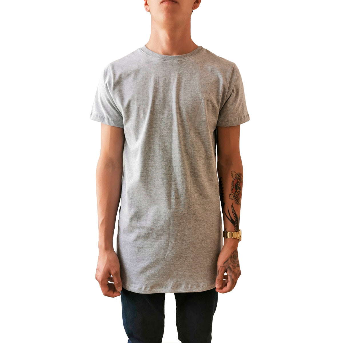 Playera Long Fit Swag Recta Gris