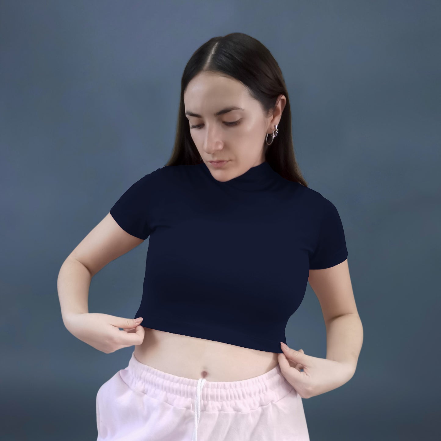 CROP TOP AZUL MARINO DEPORTIVO