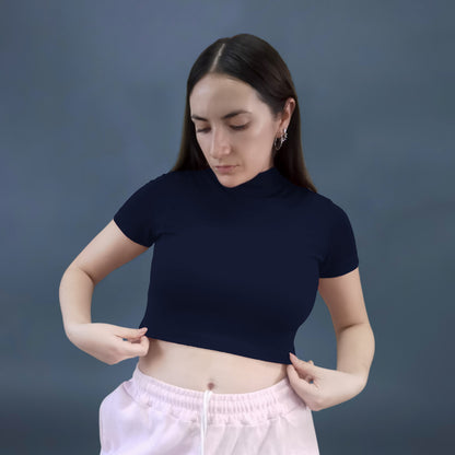CROP TOP AZUL MARINO DEPORTIVO