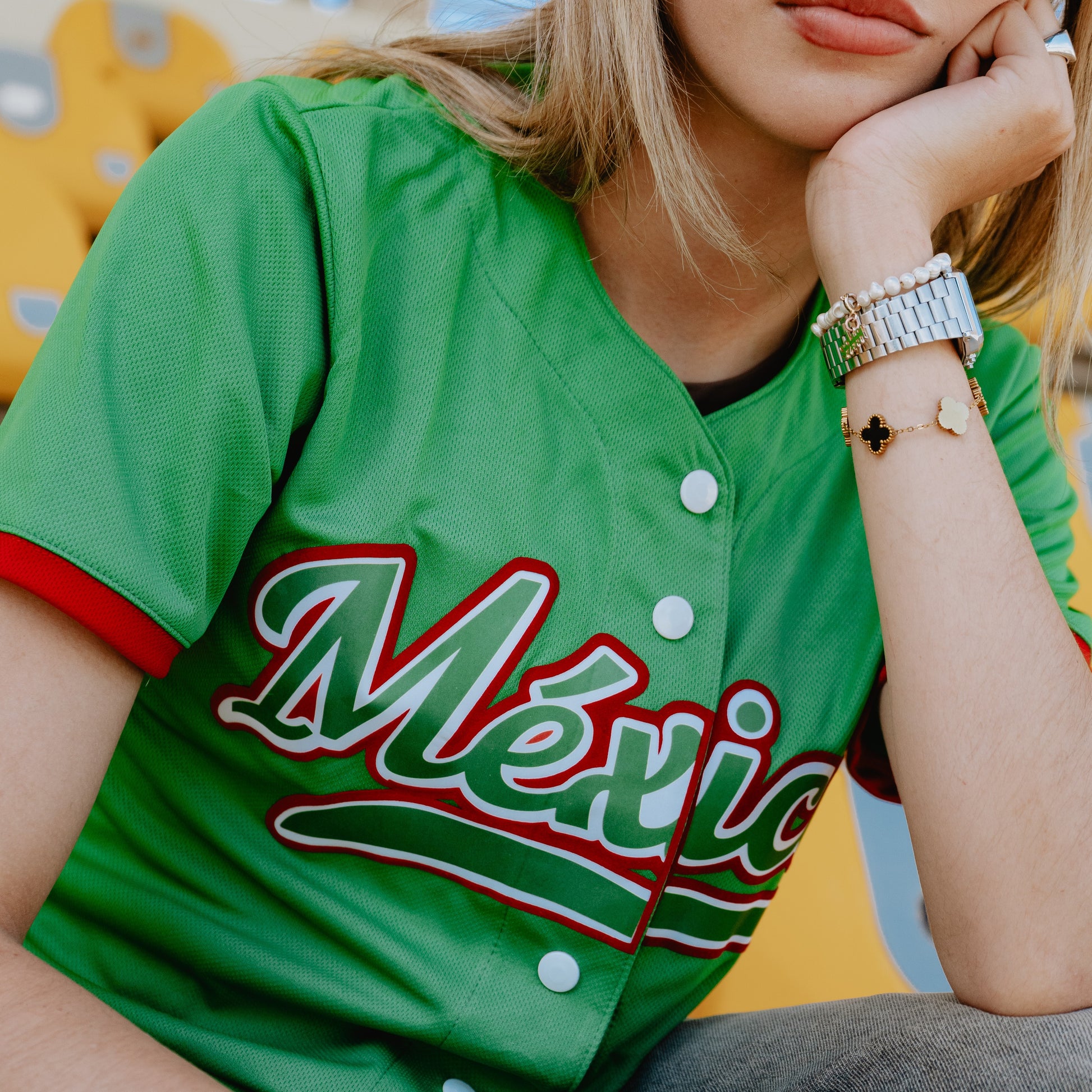 jersey beisbol verde mujer