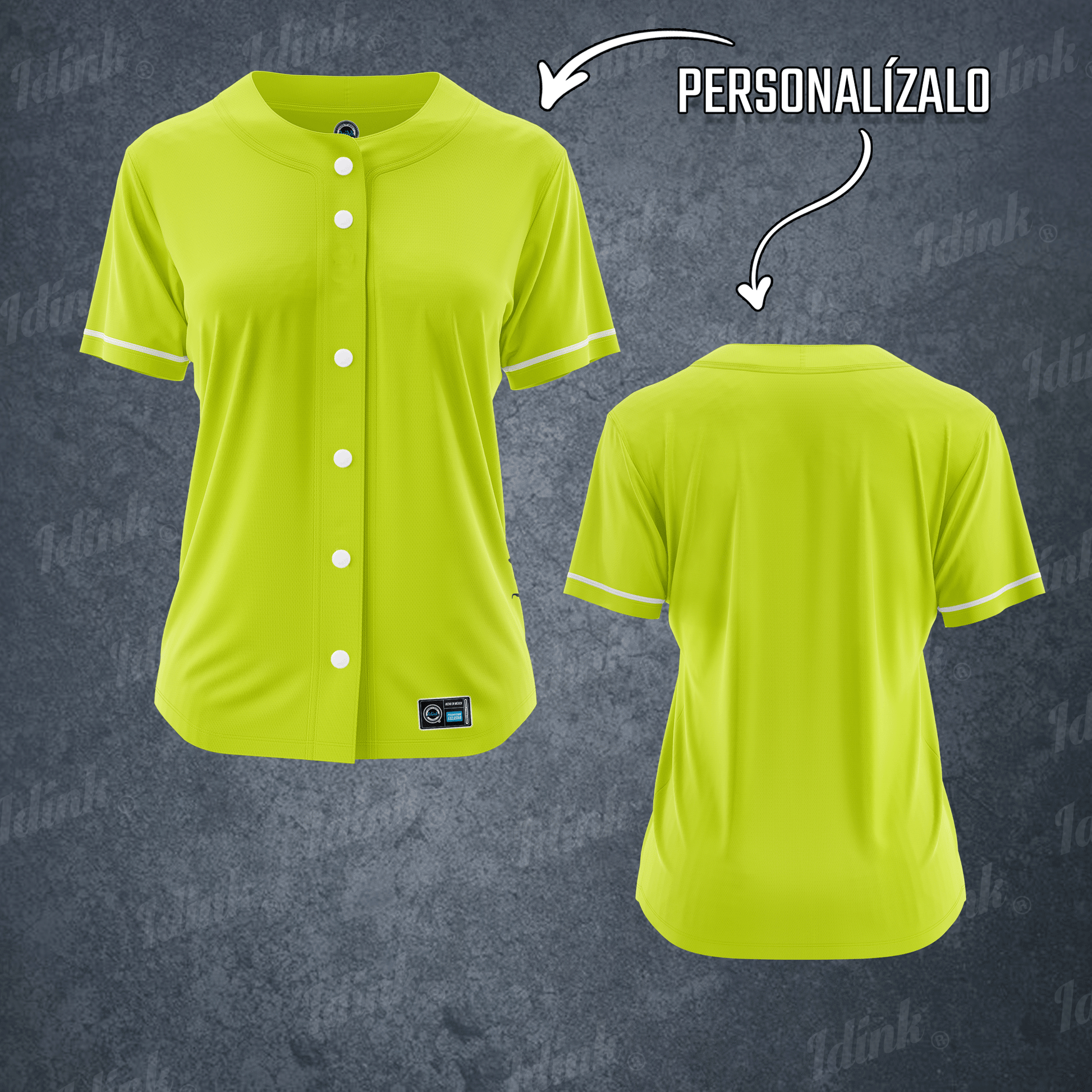 jersey beisbol personalizable neon fosforescente amarillo