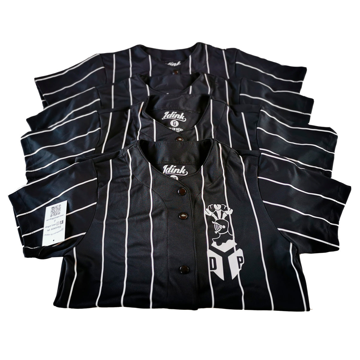 camisola beisbol rayado negro