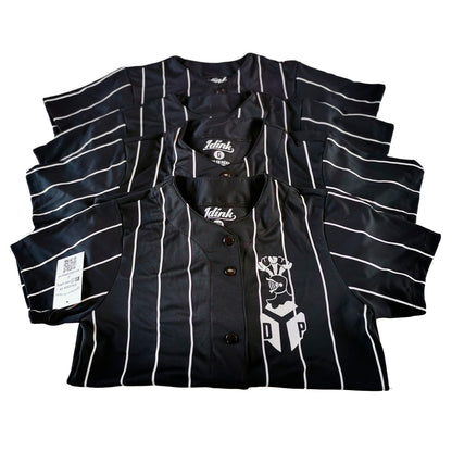 camisola beisbol rayado negro