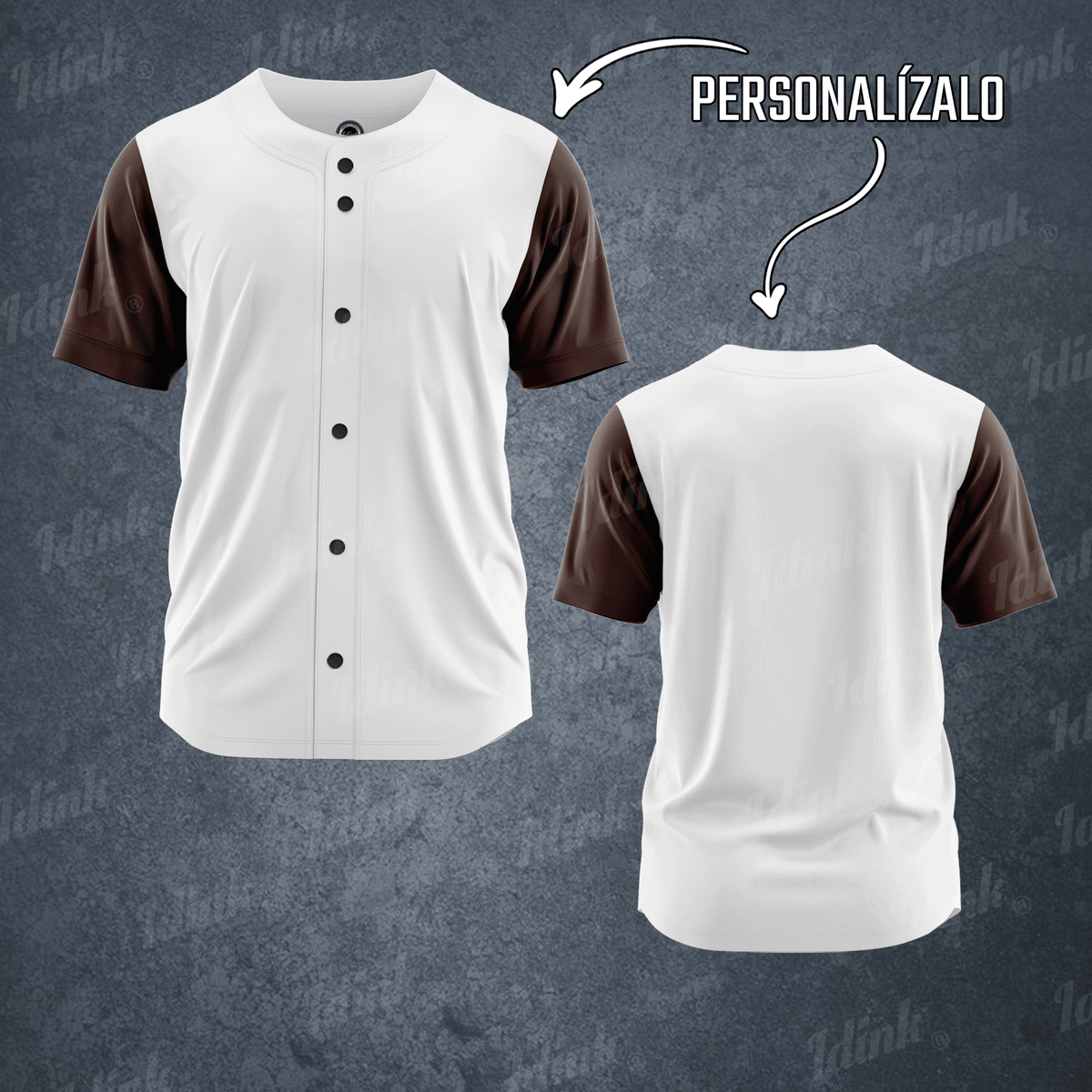 CAMISOLA BEISBOL BLANCO CAFE PERSONALIZABLE