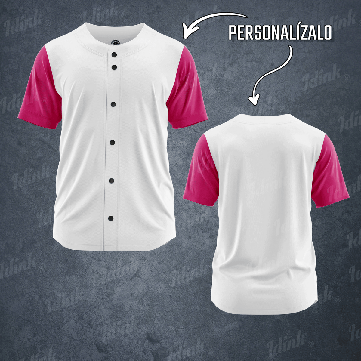 CAMISOLA BEISBOL BLANCO FIUSHA ROSA PERSONALIZABLE
