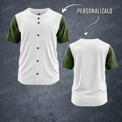 CAMISOLA BEISBOL BLANCO MILITAR PERSONALIZABLE