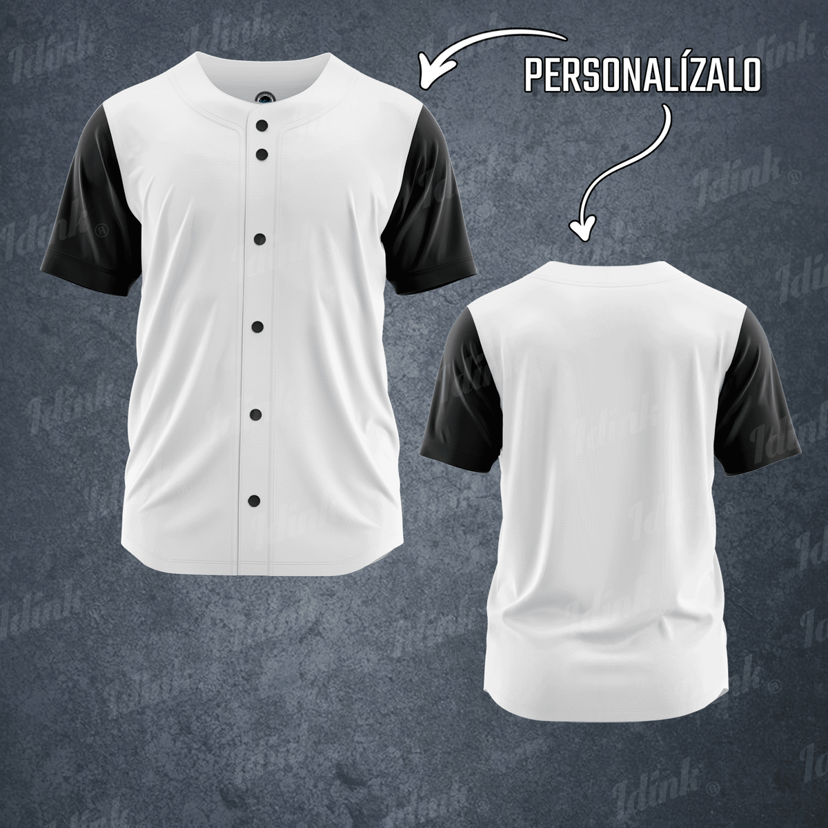CAMISOLA BEISBOL BLANCO NEGRO PERSONALIZABLE