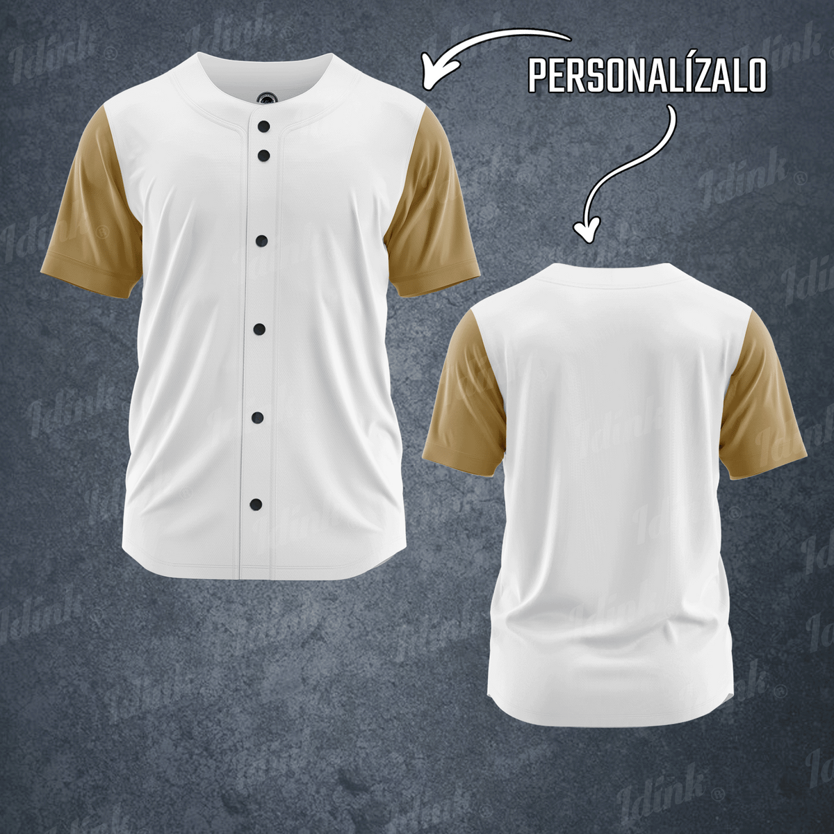 CAMISOLA BEISBOL BLANCO KAKI PERSONALIZABLE