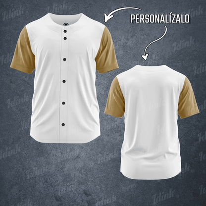 CAMISOLA BEISBOL BLANCO KAKI PERSONALIZABLE