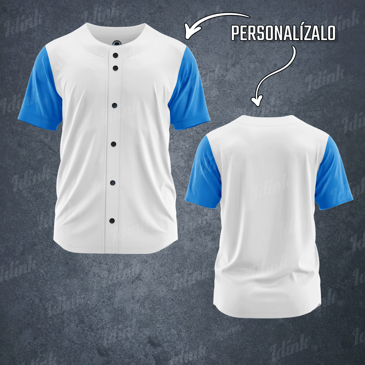 CAMISOLA BEISBOL BLANCO CIELO 
PERSONALIZABLE