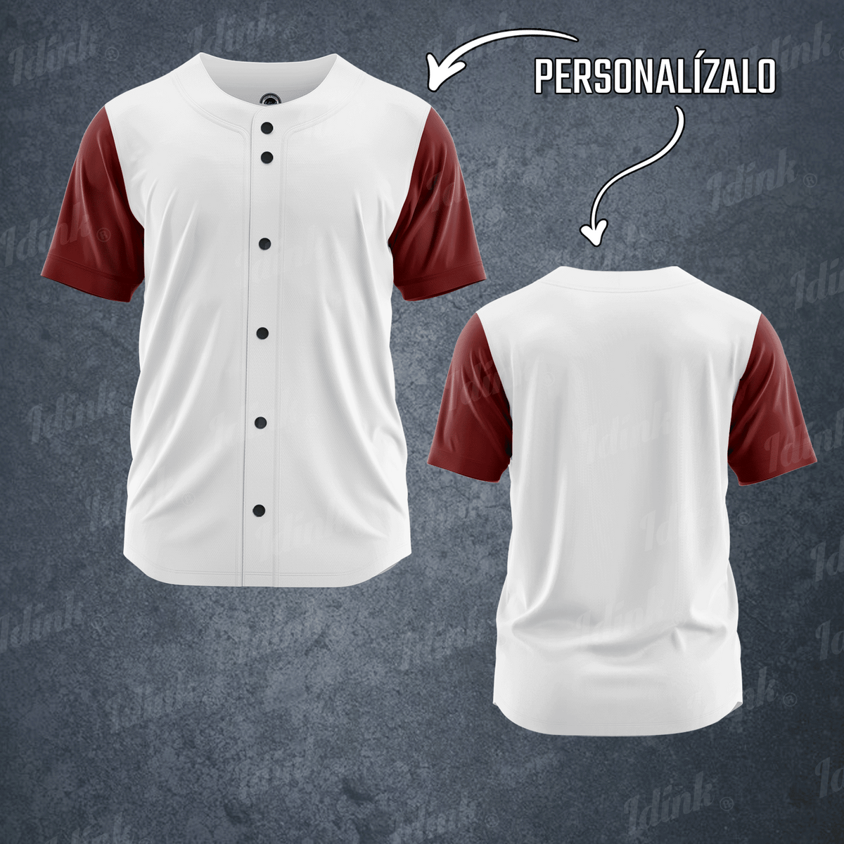 CAMISOLA BEISBOL BLANCO VINO PERSONALIZABLE