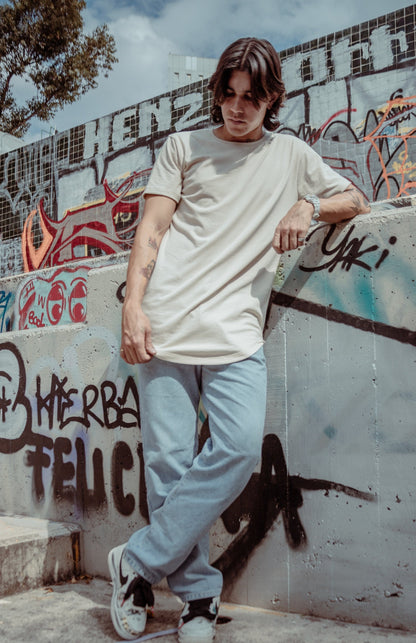 PLAYERA LONG FIT BEIGE, Camisetas Oversize, Ropa Oversize, Playeras Holgadas, Playeras de Algodon, Ropa Urbana, Street Wear, Tshirt Oversize, Camisetas largas, Playera de Moda Larga, Playeras long fit de Algodon, Playera H&M, Playera Zara, 