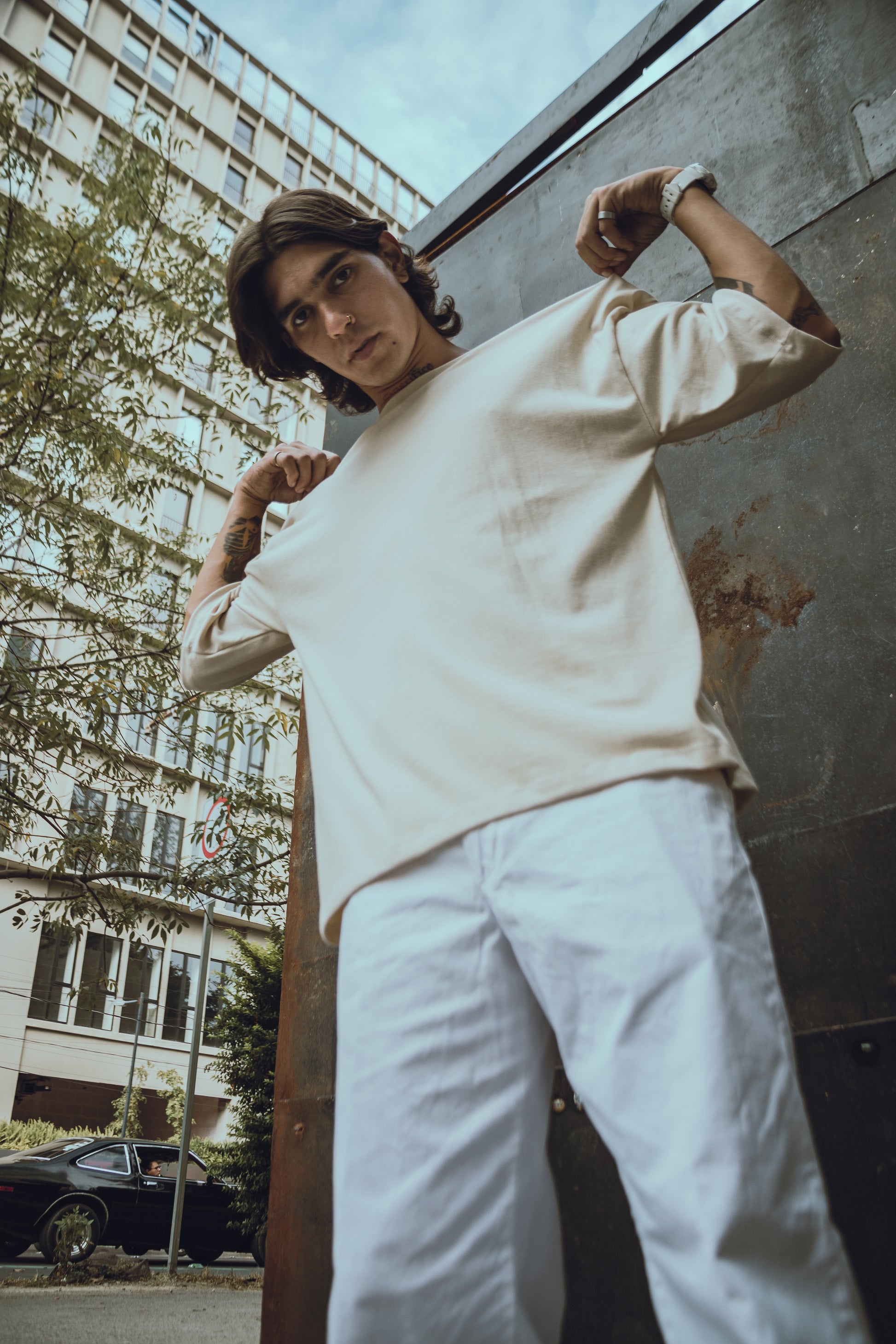 Oversize Ropa Que Está A La Moda Camiseta Oversize Gris Lavado