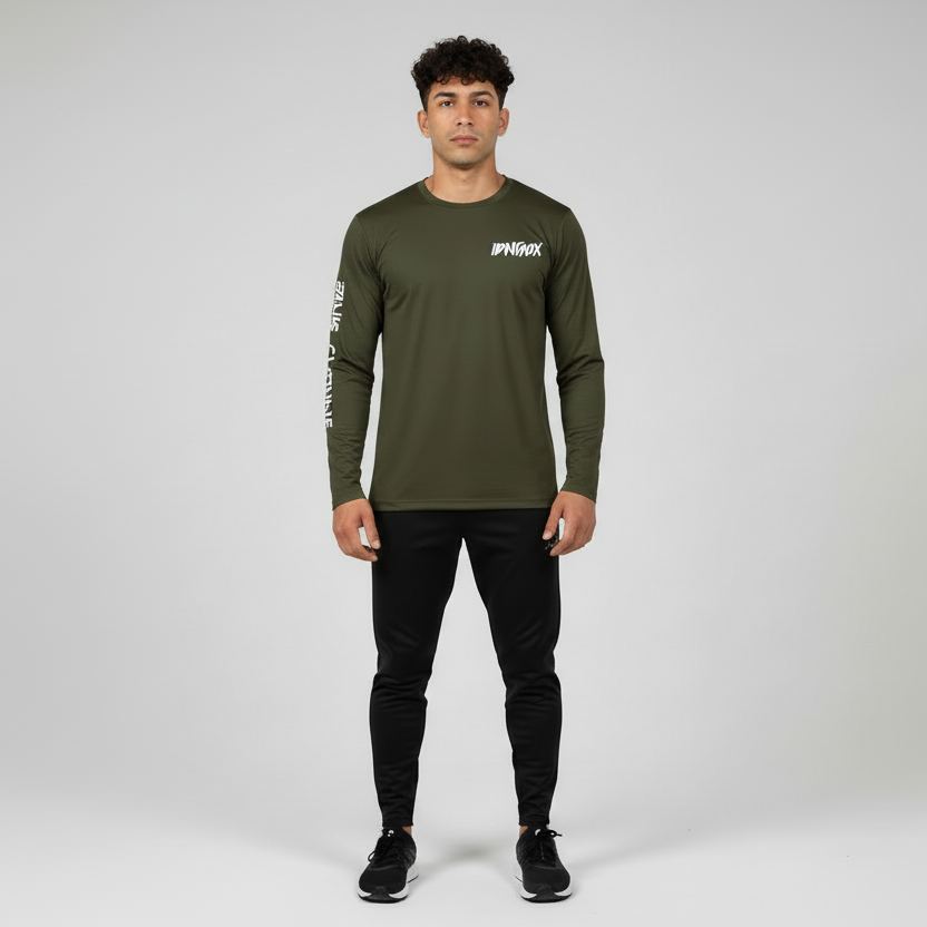 playera sport manga larga verde