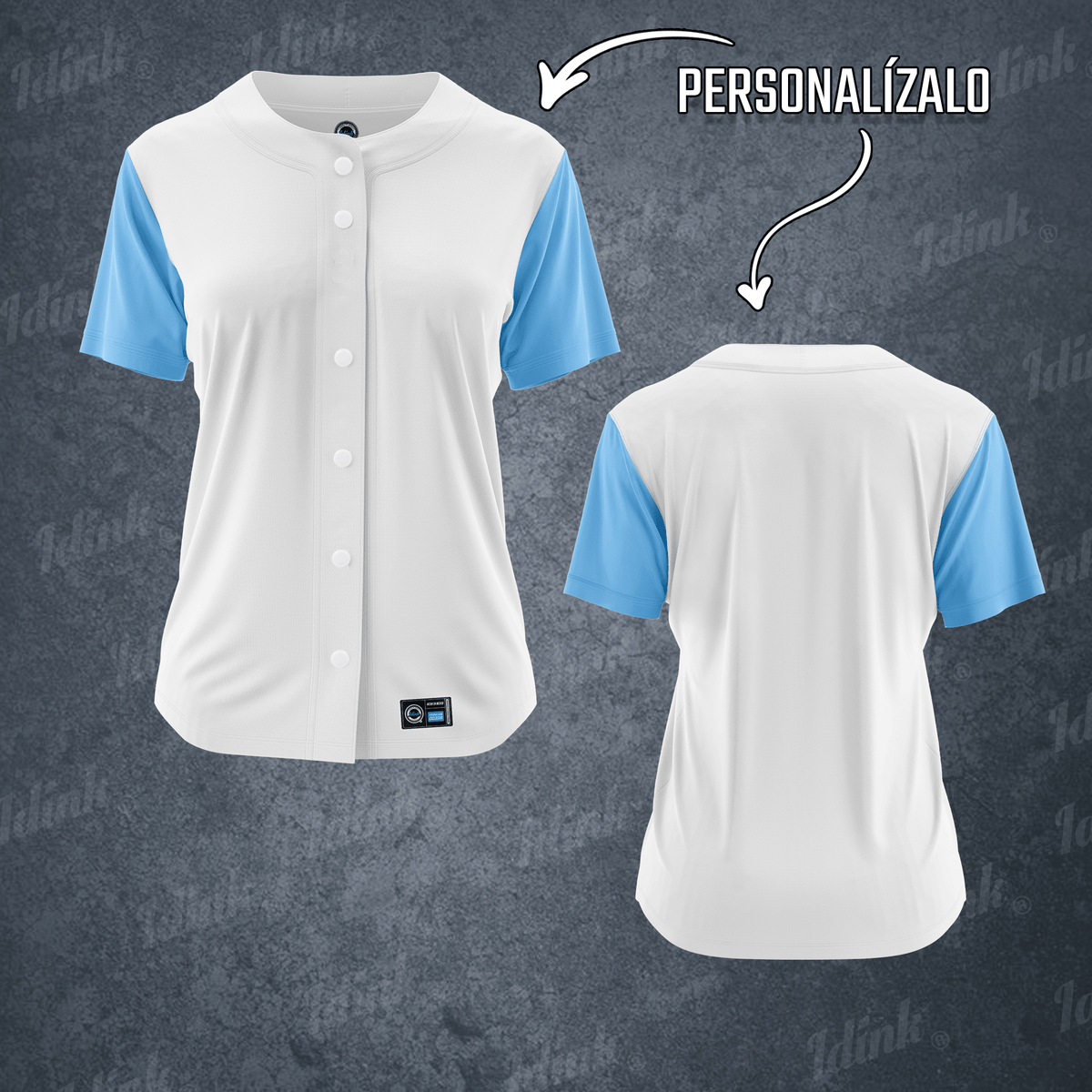 CAMISOLA BEISBOL BLANCO CIELO PERSONALIZABLE