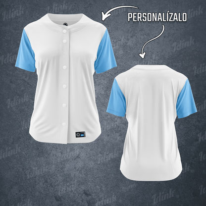 CAMISOLA BEISBOL BLANCO CIELO PERSONALIZABLE