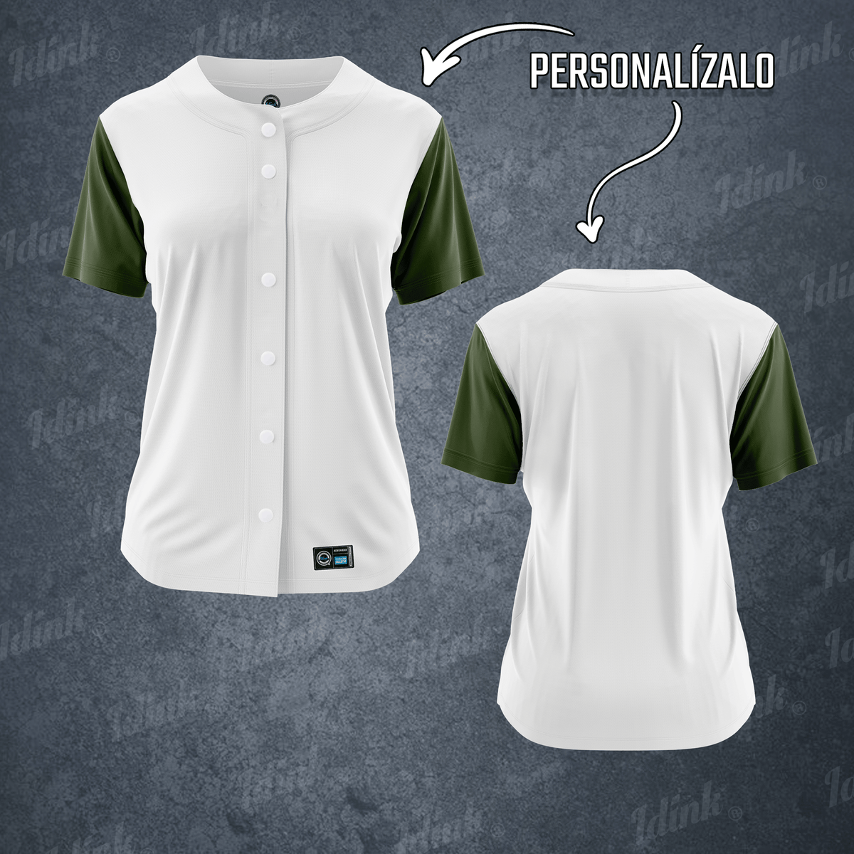 CAMISOLA BEISBOL DAMA VERDE MILITAR PERSONALIZABLE