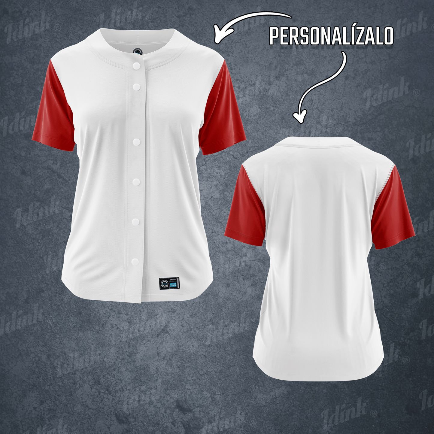 CAMISOLA BEISBOL BLANCO ROJO PERSONALIZABLE