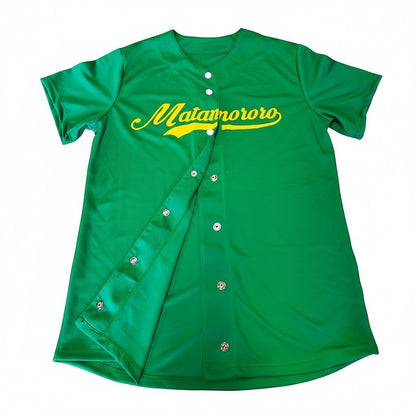 Jersey de béisbol Idink Clothing verde personalizable con vinil textil