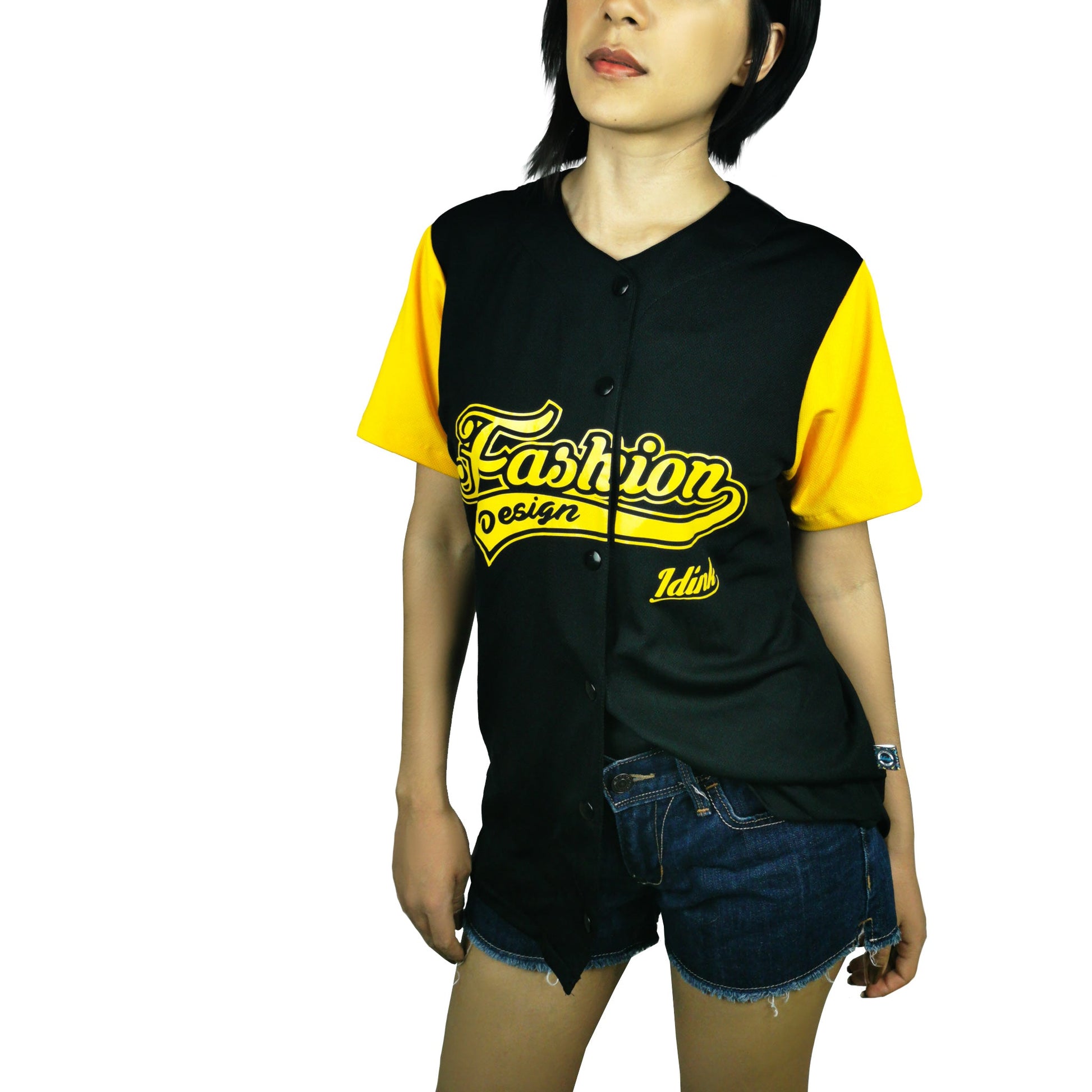jersey beisbol dama negro amarillo