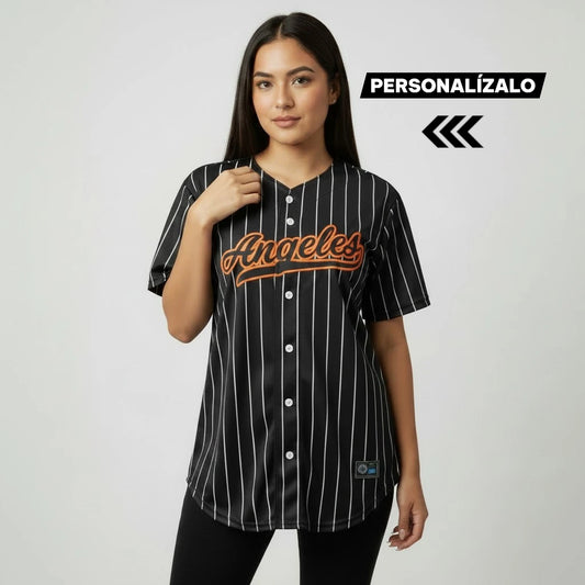camisola beisbol para mujer ny negra rayada personalizada new york
