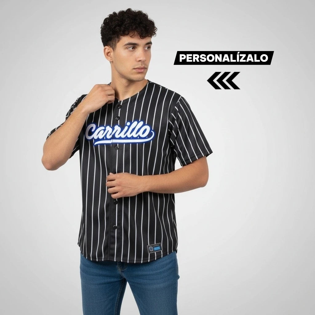 camisola rayada negra ny yankees personalizable