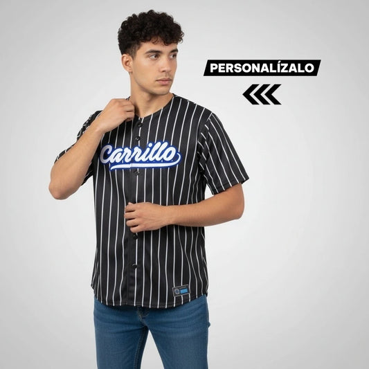 camisola rayada negra ny yankees personalizable