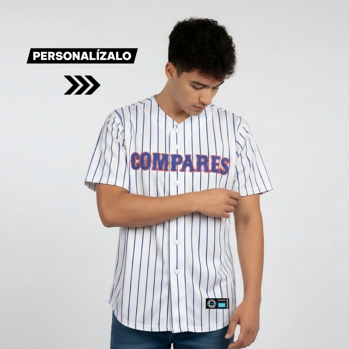 camisola rayada de beisbol para hombre personalizable