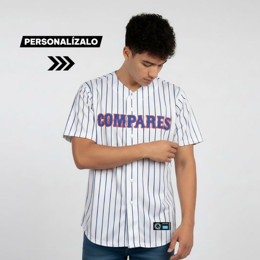 camisola rayada de beisbol para hombre personalizable