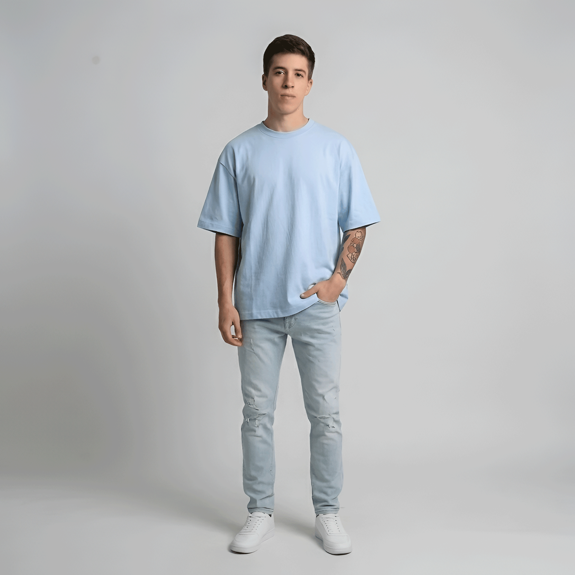 playera oversize hombre azul