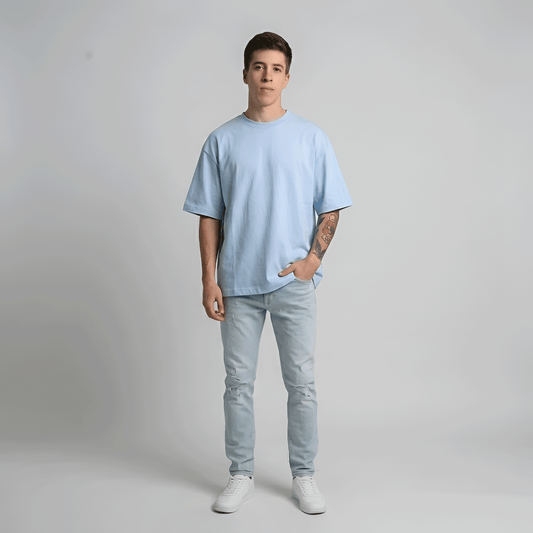 playera oversize hombre azul